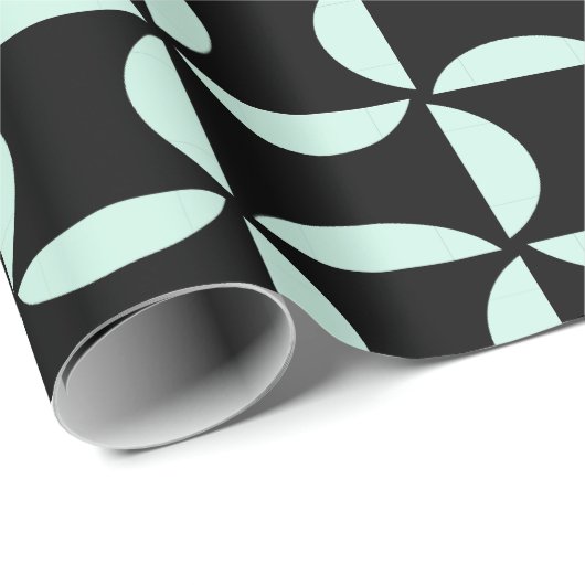 Mint Green geometrische halve cirkel patroon Cadeaupapier (Rol Hoek)