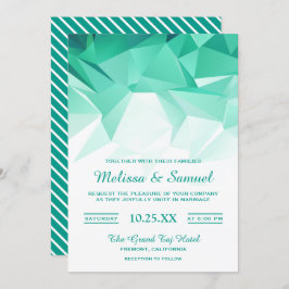 Mint Green Geometrische Origami bruiloft uitnodigi Kaart