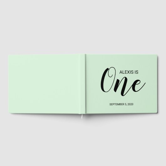 Mint Green gepersonaliseerd eerste verjaardag gast Gastenboek (Volledig)