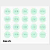 Mint Green Gepersonaliseerd Modern Afstudeerder Af Ronde Sticker (Vel)