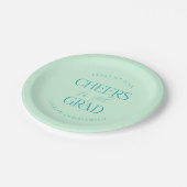 Mint Green Gepersonaliseerde Cheers Afstudeerder P Papieren Bordje (Gekanteld)