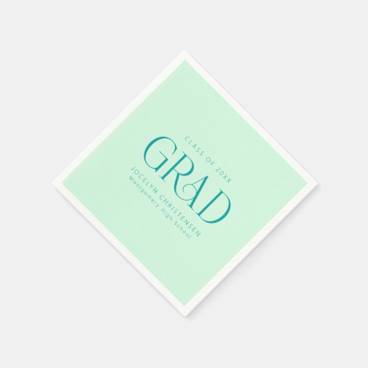 Mint Green Gepersonaliseerde Minimalistische Afstu Servet (Hoek)