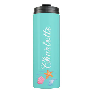 Mint Green gepersonaliseerde schelpen Thermosbeker