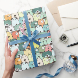 Mint & Green Gestapelde Honden Cadeaupapier