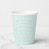 Mint Green Gestreepte Party Cups Papieren Bekers (Achterkant)