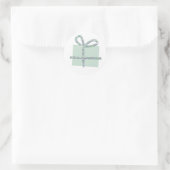 Mint Green Gift Box met Faux Silver Ribbon Ronde Sticker (Tas)