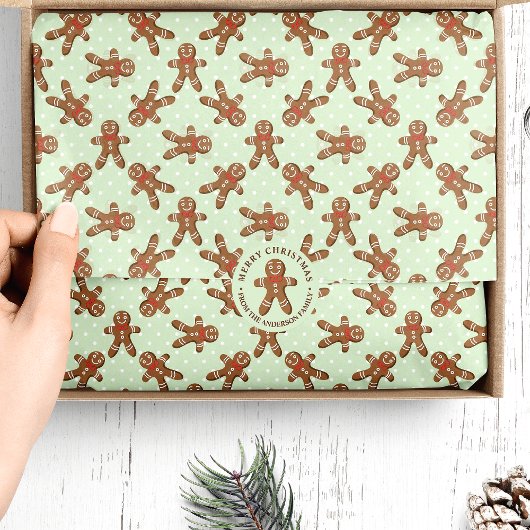 Mint Green Gingerbread Man Kerstmis Tissuepapier