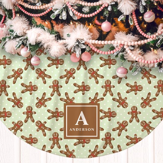 Mint Green Gingerbread Man Monogram Kerstmis Kerstboom Rok