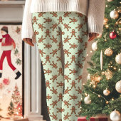 Mint Green Gingerbread Man Polka Dot Kerstmis Leggings