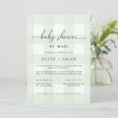 Mint Green Gingham Baby shower by Mail Invitation Kaart (Staand voorkant)