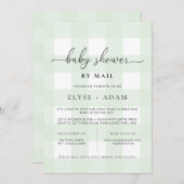 Mint Green Gingham Baby shower by Mail Invitation Kaart (Voorkant / Achterkant)