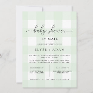 Mint Green Gingham Baby shower by Mail Invitation Kaart