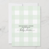 Mint Green Gingham Baby shower Invitation Kaart (Achterkant)