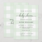 Mint Green Gingham Baby shower Invitation Kaart (Voorkant / Achterkant)