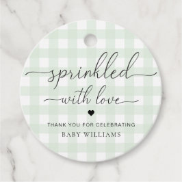 Mint Green Gingham Baby shower met liefde Bedankjes Labels
