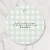 Mint Green Gingham Baby shower met liefde Bedankjes Labels (Achterkant)
