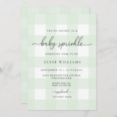 Mint Green Gingham Baby Sprinkle Kaart (Voorkant / Achterkant)