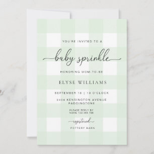 Mint Green Gingham Baby Sprinkle Kaart
