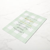 Mint Green Gingham Baptism Gold Foil Invitation Folie Uitnodiging (Gedraaid)
