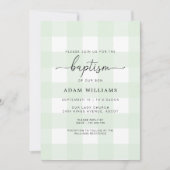 Mint Green Gingham Baptism Invitation Kaart (Voorkant)