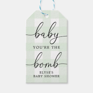 Mint Green Gingham Bath Bomb Favor Tag Cadeaulabel