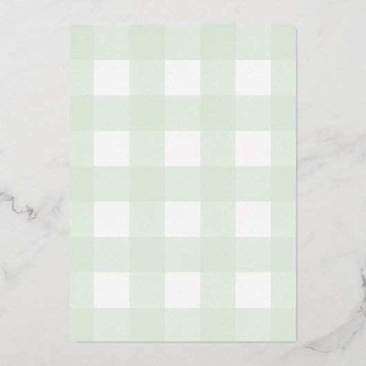 Mint Green Gingham Birthday Gold Foil Uitnodiging (Achterkant)