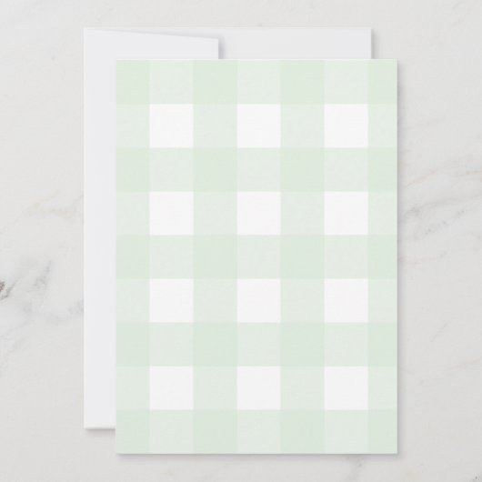 Mint Green Gingham Birthday Invitation Kaart (Achterkant)