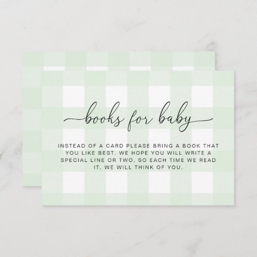 Mint Green Gingham Books Request Insert Kaart (Voorkant / Achterkant)