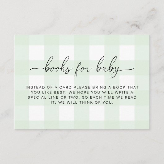 Mint Green Gingham Books Request Insert Kaart (Voorkant)