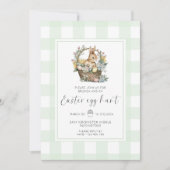 Mint Green Gingham Bunny Paaseierjacht Kaart (Voorkant)
