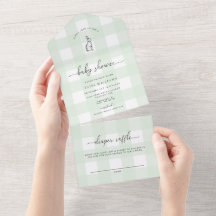 Mint Green Gingham Bunny Rabbit Baby shower