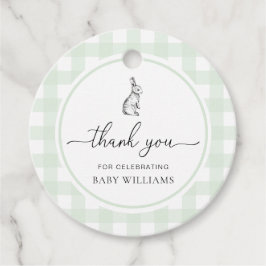 Mint Green Gingham Bunny Rabbit Baby shower Bedankjes Labels