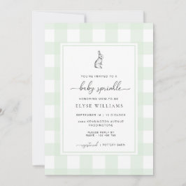 Mint Green Gingham Bunny Rabbit Baby Sprinkle Kaart