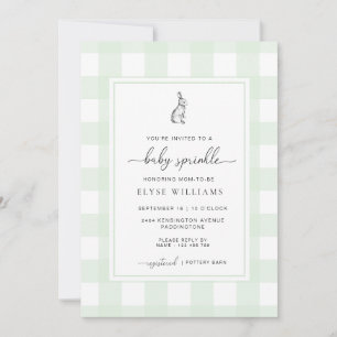 Mint Green Gingham Bunny Rabbit Baby Sprinkle Kaart