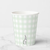 Mint Green Gingham Bunny Rabbit Paper cup Papieren Bekers (Achterkant)
