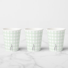 Mint Green Gingham Bunny Rabbit Paper cup Papieren Bekers