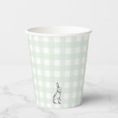 Mint Green Gingham Bunny Rabbit Paper cup Papieren Bekers (Voorkant)