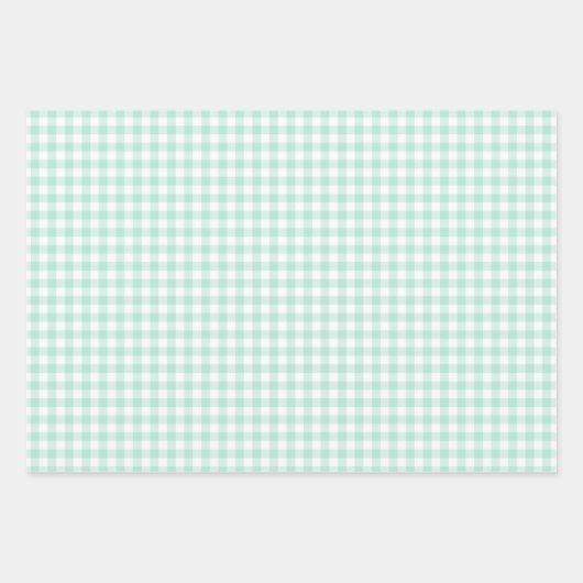 Mint Green Gingham Check Patroon Inpakpapier Vel (Voorkant)