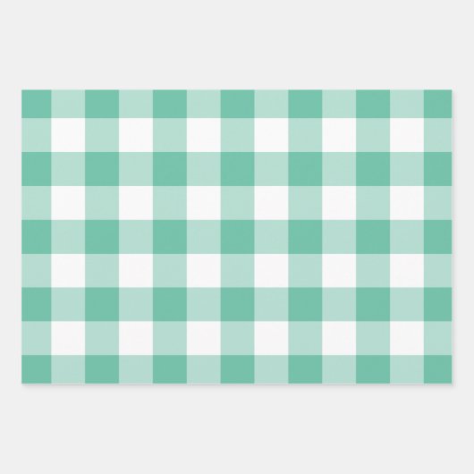 Mint Green Gingham Check Pset Inpakpapier Vel (Voorkant 3)