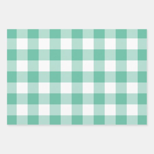 Mint Green Gingham Check Pset Inpakpapier Vel (Voorkant)