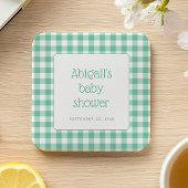 Mint Green Gingham Check Rustiek Baby shower Kartonnen Onderzetters