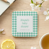 Mint Green Gingham Check Rustiek Baby shower Kartonnen Onderzetters