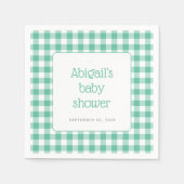 Mint Green Gingham Check Rustiek Baby shower Servet (Voorkant)