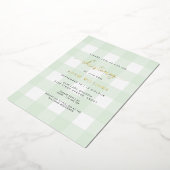 Mint Green Gingham Christening Folie Uitnodiging (Gedraaid)