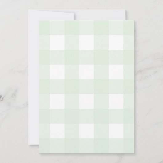 Mint Green Gingham Christening Uitnodiging (Achterkant)