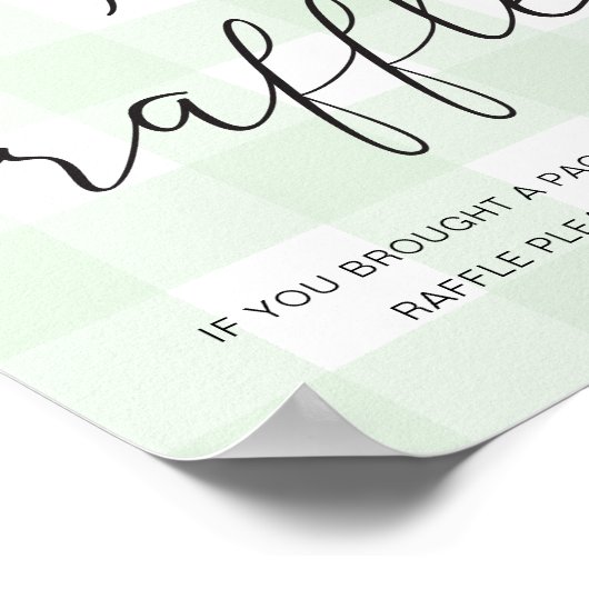 Mint Green Gingham Diaper Poster Raffle (Hoek)