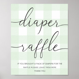 Mint Green Gingham Diaper Poster Raffle