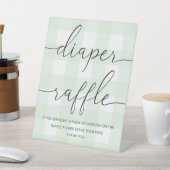 Mint Green Gingham Diaper Raffle Reclamebord Met Voetstuk (Insitu)