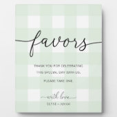 Mint Green Gingham Favors Sign Fotoplaat (Voorkant)