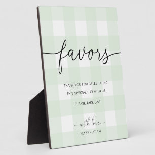 Mint Green Gingham Favors Sign Fotoplaat
